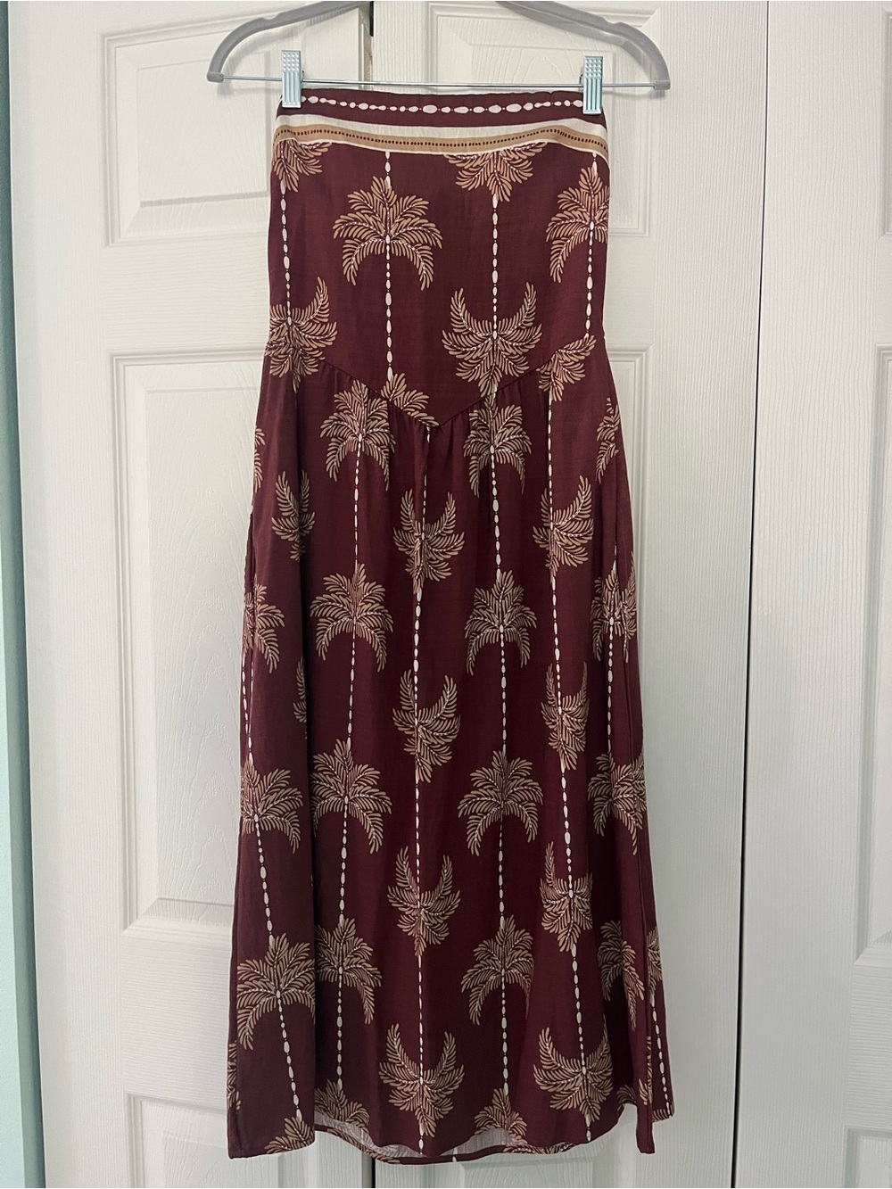 Maroon Palm Tree Maxi Skirt